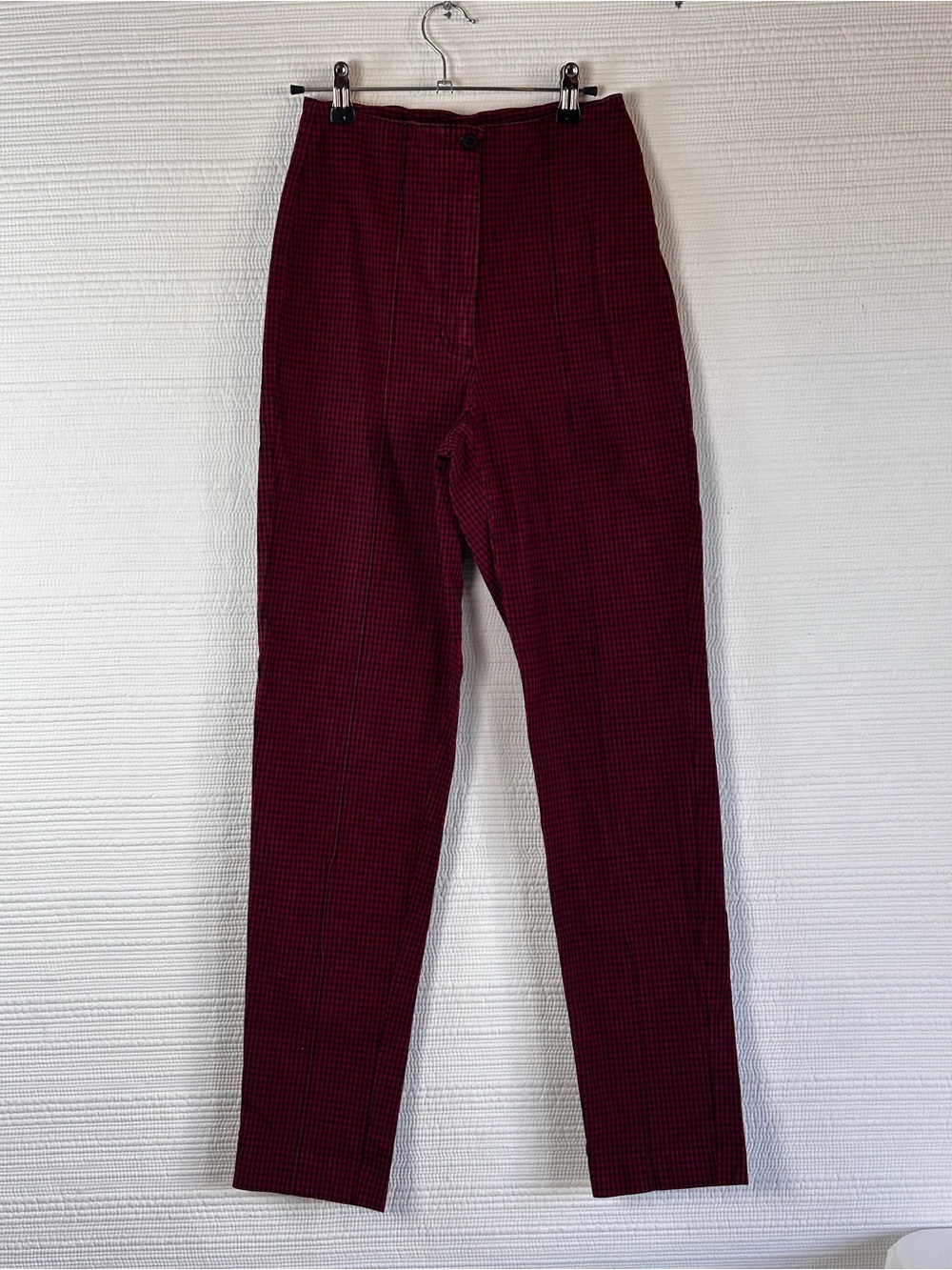 Vintage Spiegel Reflections Red & Black Gingham High Rise Tapered Pants Retro - Picture 10 of 12